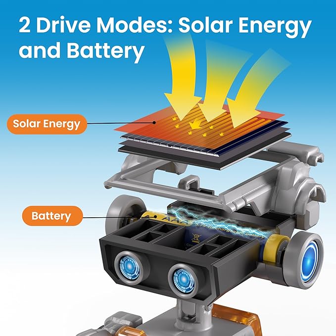 AOHU Solar Robot Building Kit STEM Gift for Boys Aged 8-13, DIY 15-in-1 Educational Science Building Toy, Solar or Battery Powered Robotic Set for Children Birthday with 212 Pieces-CubbioJoy