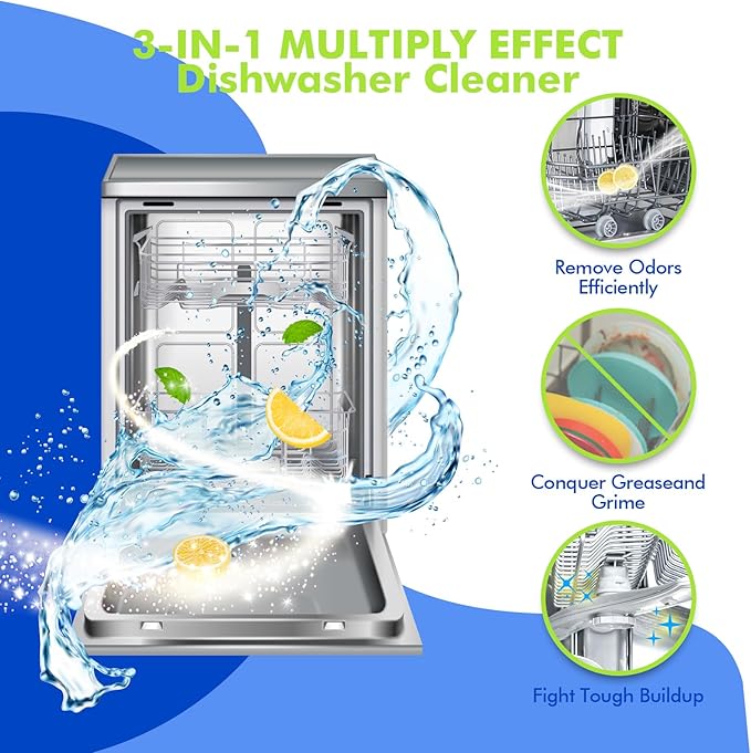 Dishwasher Cleaner and Deodorizer Tablet 25 Count, Deep Cleaning Tablet Helps Remove Limescale, Mineral Buildup and Odor, Formulated to Clean Inside all Machines-CubbioJoy
