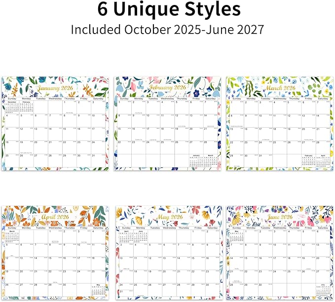 2025-2027 Magnetic Fridge Calendar 21 Monthly Magnetic Calendar for Refrigerator Planner Runs from October 2025 Until June 2027 Easy Organizing Markers Tearable (Flower)-CubbioJoy