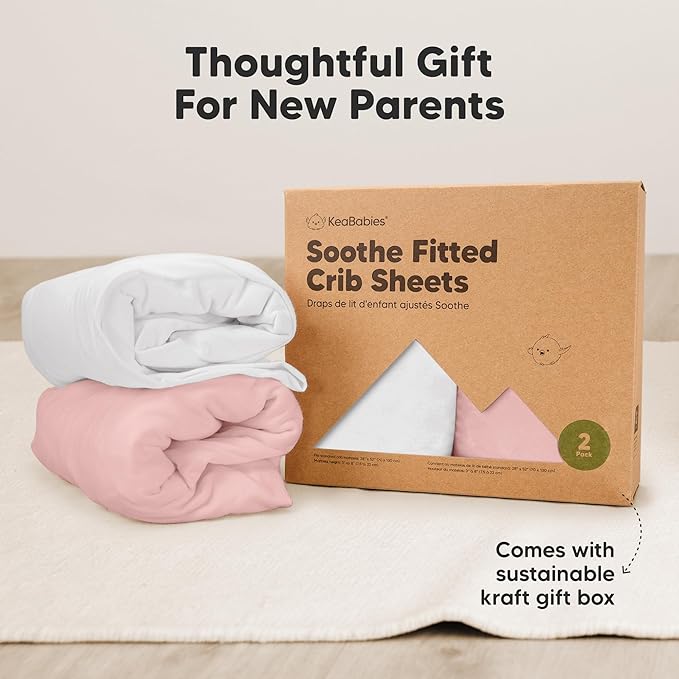 KeaBabies 2-Pack Organic Crib Sheets for Boys, Girls - 52x28 Fitted Crib Mattress Sheet Neutral, Breathable Jersey Cotton Cover for Baby Bed, Toddler Mattress, Soft & Cute Prints (Rose)-CubbioJoy