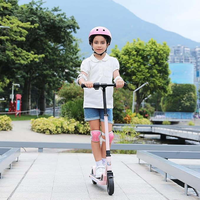 Caroma Electric Scooter for Kids Ages 6-12,150W/180WMotor,10 MPH Max Speed & 7 Miles,Colorful Lights,Adjustable Height & Speed,LED Display,Foldable Kids Electric Scooter 132 Lbs Max Load,Idea Gift-CubbioJoy