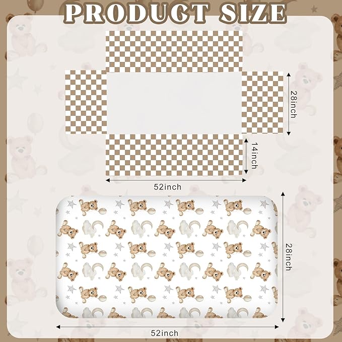 3 Pcs Baby Crib Bedding Set Safari Animals Dinosaurs Bear Woodland Animals Jungle Crib Set Includes Quilt, Fitted Sheet, Skirt for Baby Boy Girl(Brown,Teddy Bear)-CubbioJoy