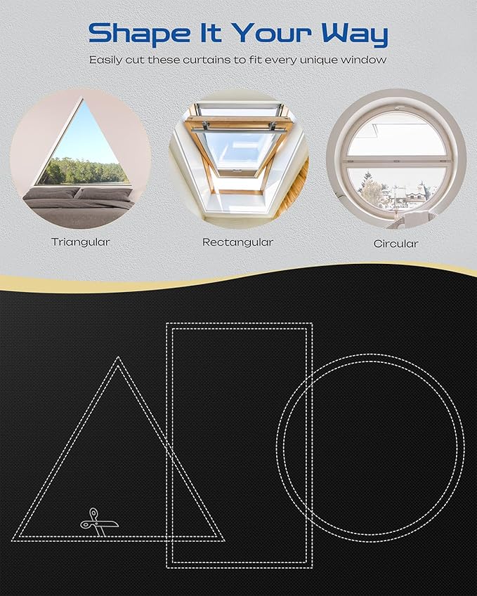 45" W x 72" L 100% Portable Blackout Curtains, Total Darkness No-Drill Black Out Window Cover,Temporary Blackout Shades with Hook & Loop Tape, for Bedroom, Nursery, Dorm, Travel (Black)-CubbioJoy