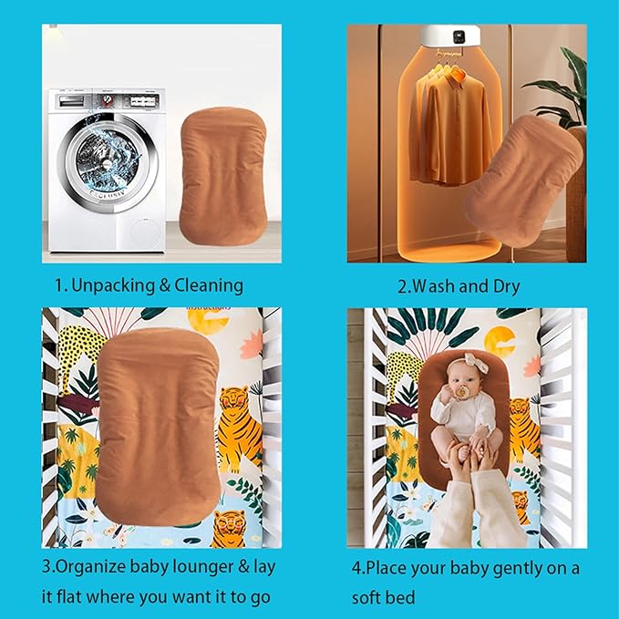 Baby Lounger for Newborns, Baby Nest & Floor Cushion, Soft Cotton, Portable Diaper Changing Pads for Boys & Girls 0-12 Months(Coffee)-CubbioJoy