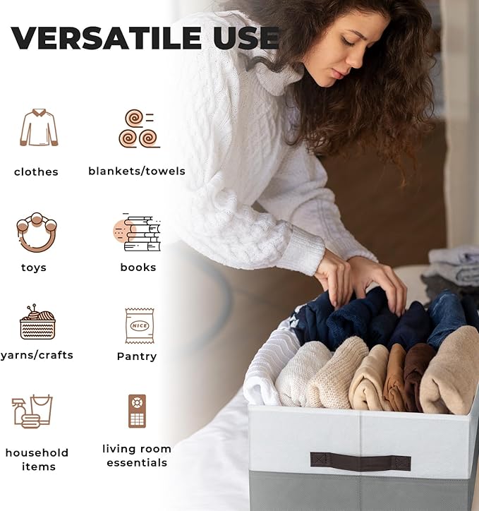 Criusia Extra Large Storage Bins 4 Pack - 16x12in Closet Organizers and Storage Baskets for Organizing Clothes Toy Blanket - Fabric Storage Cubes Containers for Shelves - All Room Organization-CubbioJoy