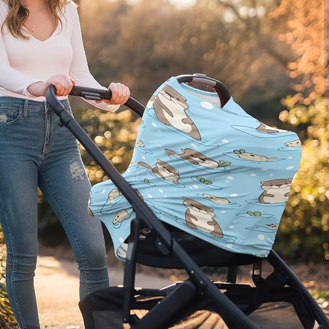 Binienty Cute Otter Nursing Cover Baby Car Seat Covers Soft Breathable Infant Carseat Canopy for Moms-CubbioJoy