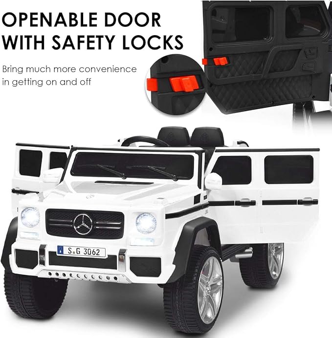 Costzon Ride on Car, Licensed Mercedes-Benz Maybach, 12V Battery Powered Vehicle Toy w/ 2 Motors, Remote Control, 3 Speeds, Lights, Horn, Music, Aux, Storage, Truck, Electric Car for Kids (White)-CubbioJoy