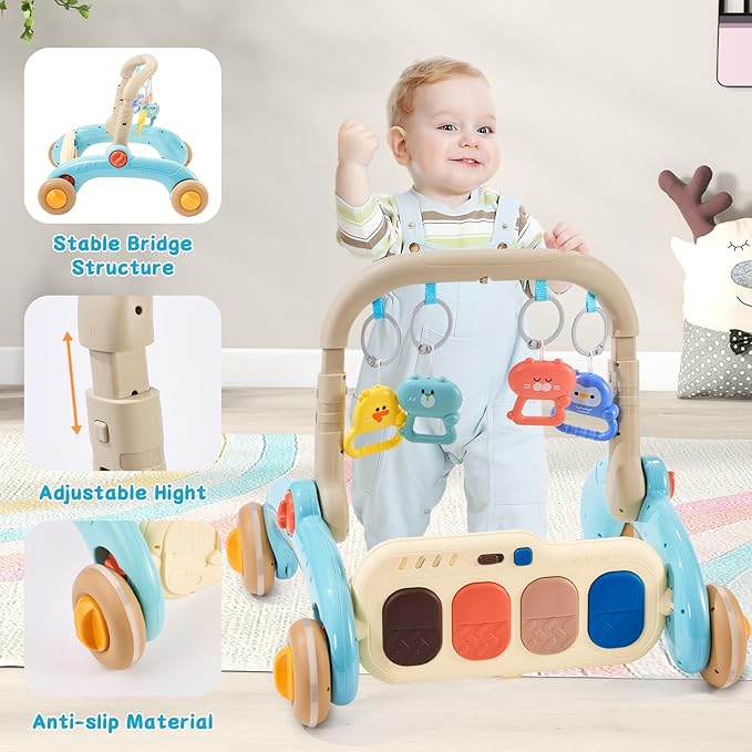 Baby Play Gym Walker Kick and Play Piano Gym for Boys Girls Play Mat Musical Tummy Time Mat Infant Christmas Newborn Gifts Toddlers (Elephant Upgraded)-CubbioJoy
