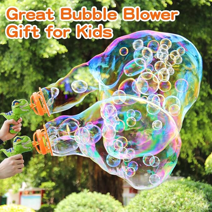 Dinosaur Bubble Blower Bubble Machine Gun for Kids and Toddlers Fun Big Bubble Wand Outdoor Toys for 3 4 5 6 7 8 Years Old Boys and Girls(Green)-CubbioJoy