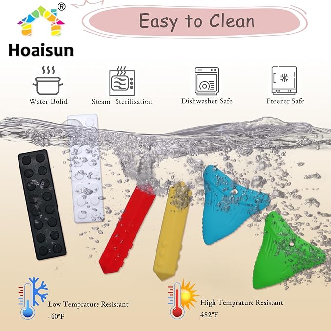 Chew Necklaces for Sensory Kids 6 Pack, Sensory Toys for Kids with Autism, ADHD, SPD, Chewing, Biting, Autism Sensory Products Silicone Chew Toys Necklace for Adults Reduce Anxiety Fidget-CubbioJoy