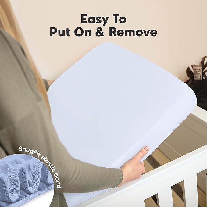 KeaBabies 2-Pack Organic Crib Sheets for Boys, Girls - 52x28 Fitted Crib Mattress Sheet Neutral, Breathable Jersey Cotton Cover for Baby Bed, Toddler Mattress, Soft & Cute Prints (Blue Flax)-CubbioJoy