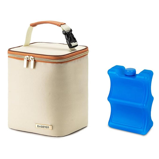 Breastmilk Cooler Bag with Ice Pack Fits 4 Baby Bottles Up to 9 Ounce, Baby Bottle Bag Great for Nursing Mom Daycare-CubbioJoy