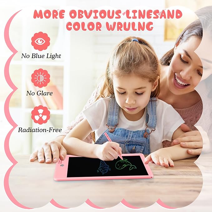 Decute Kids Toys LCD Writing Tablet with Stylus, 8.5 Inch Erasable Toddlers Doodle Board, Reusable Drawing Pad for Kids, Educational Christmas Birthday Gift for 3 4 5 6 7 8 Girls Boys Toddler Pink-CubbioJoy