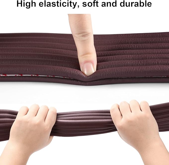 Baby Proofing Edge Corner Protector, 16.4 ft Edge Guards Padding with 3M Adhesive, Extra-Wide Soft Rubber Foam Padding, Furniture,Sharp Edge Safety Corner Edge Bumper Guard-Brown-CubbioJoy