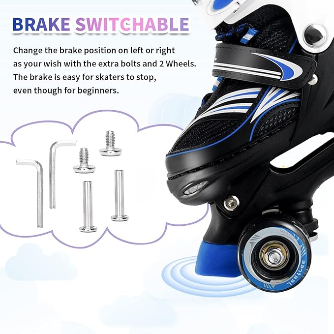 Adjustable 4 Size Kids Roller Skates With Light up Wheels for Girls Ages 5-8-12, Safe and Fun Illuminating Skates for Kids, Toddlers, Boys-CubbioJoy
