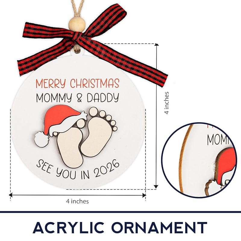 Baby First Christmas Ornament 2025, Expecting Baby Ornament 2026, New Mommy & Daddy Gift, Gifts for Expecting Parents Mom to be, New Baby Ornaments, Pregnancy Ornament for Mommy & Daddy to be-CubbioJoy