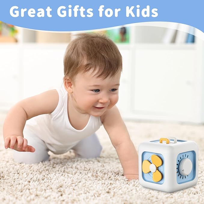 Busy Cube Toys for 1 Year Old, Montessori for 1+ Year Old, Travel Toys for Toddlers 1-3, Learning Fine Motor Skills| Birthday Gifts for 12 Months +-CubbioJoy