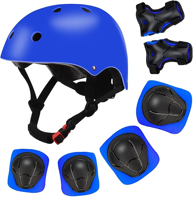 Color Gradient Adjustable Kids' Helmet with Knee & Elbow Pads Set | Multi-Sport Safety Gear for Boys & Girls Ages 5-14 | Skateboarding, Scooters, Roller & Inline Skating, Longboarding-CubbioJoy