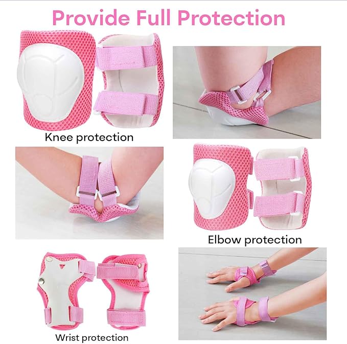 KAMUGO Kids Bike Helmet, Toddler Helmet for Ages 2-8 Boys Girls with Sports Protective Gear Set Knee Elbow Wrist Pads for Skateboard Cycling Scooter Rollerblading-CubbioJoy