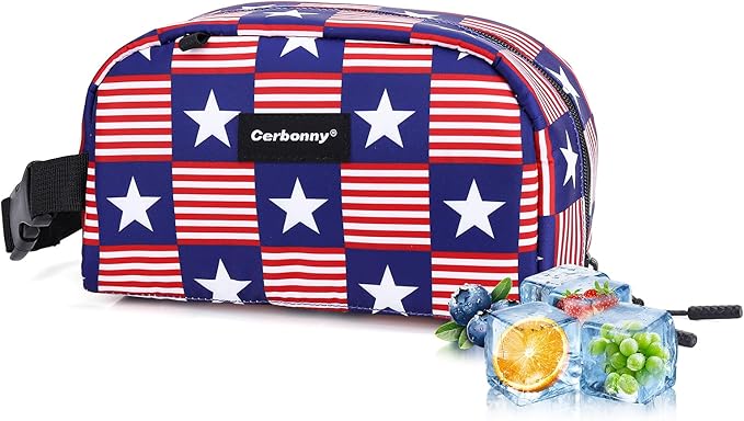 Cerbonny Small Cooler Bag Freezable Lunch Bag for Work School Travel, Leak-proof Insulated Eco-friendly Lunch Bag, 2.5L, Flag-CubbioJoy