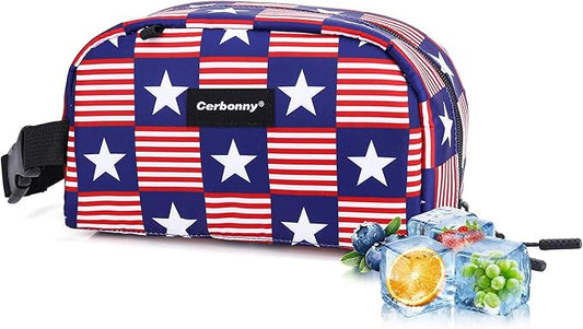 Cerbonny Small Cooler Bag Freezable Lunch Bag for Work School Travel, Leak-proof Insulated Eco-friendly Lunch Bag, 2.5L, Flag-CubbioJoy