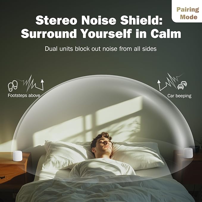 2-Pack Sync Stereo, Paussion Portable Mini Noise White Sleep Sound Machine for Adults Kids Baby 25 Soothing Songs, Auto Timer, Perfect for Travel, Home, Office Privacy-CubbioJoy