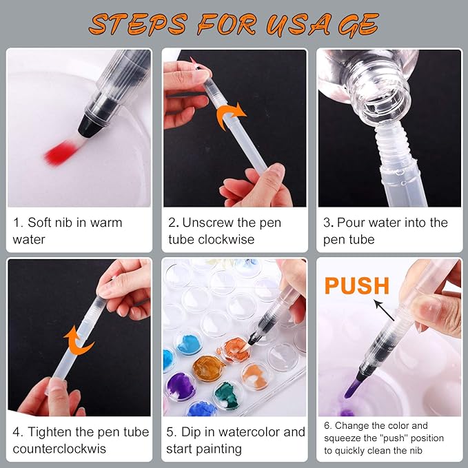 AROIC 48 Colors Watercolor Paint Set,Washable Water Color Paint KiTs with Refillable Water Brush Pens Travel Art Kit for Kids, Beginners & Artists Birthday Gift for Children & Art Lovers-CubbioJoy