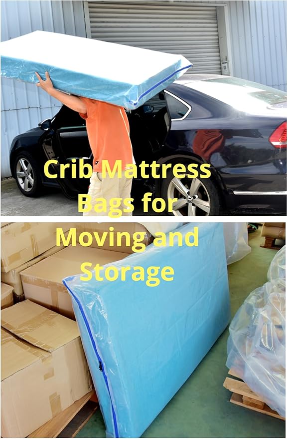 Crib Mattress Storage Bag with Zipper -4 Mil Plastic Waterproof Crib Mattress Bag for Moving and Storage-CubbioJoy