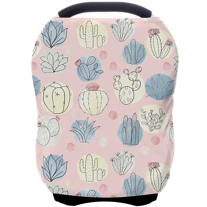 Car Seat Covers for Babies - Multi- use Nursing Carseat Canopy, Breastfeeding Covers, Baby Shower Gifts for Boys and Girls (Cactus)-CubbioJoy