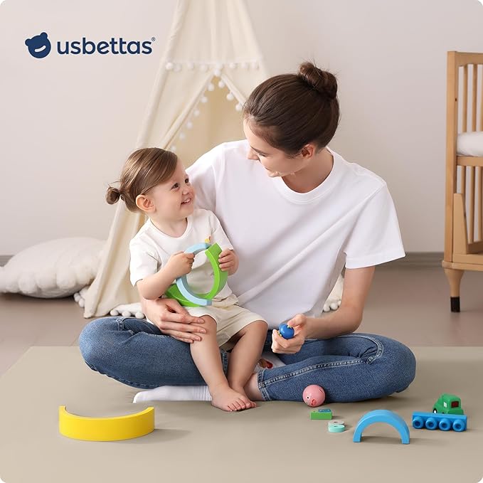 Baby Play Mat for Floor,1.3'' Thick Memory Foam Play Mat,50''x50'' Tummy Time Mat with PU Leather,Cushioned & Waterproof Playpen Mats,Non Slip Crawling Padded for Toddlers,Infants,Kids-CubbioJoy