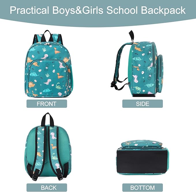 CLUCI Kids Backpack for Boys Girls Toddler Backpack for Preschool Kindergarten Child Cute Daycare Bookbag Travel Green Dinosaur-CubbioJoy