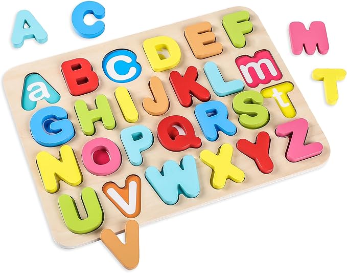 Aile Toddler Wooden Preschool Learning Alphabet Peg Puzzle Board Toys-CubbioJoy