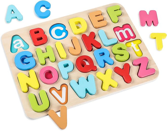 Aile Toddler Wooden Preschool Learning Alphabet Peg Puzzle Board Toys-CubbioJoy