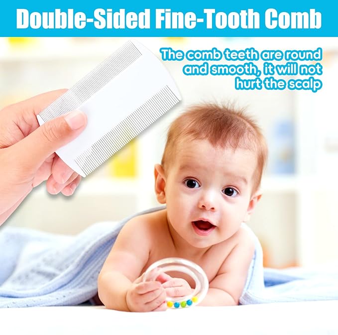 Baby Hair Brush and Comb Set, 4Pcs Baby Soft Bristles Brush Cradle Cap Brush Hair Comb for Newborns Toddlers Boys Girls (Grey)-CubbioJoy