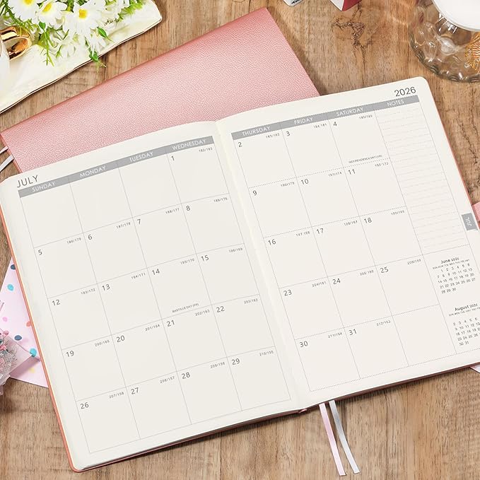2026 Planner - JAN 2026 - DEC 2026, Planners 2026, Planner Weekly and Monthly, Leather Cover Calendar Planers with Thick Paper, Back Pocket with Notes Pages, Pink (8.5" x 11")-CubbioJoy
