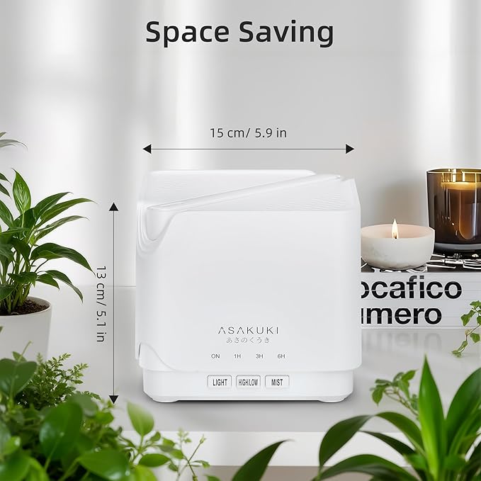 ASAKUKI Essential Oil Diffuser, Multifunctional Ultrasonic Aromatherapy Fragrant Oil Vaporizer Humidifier with Timer, Auto-Off Safety Switch, and 7 LED Light Colors, 700 ml (White)-CubbioJoy