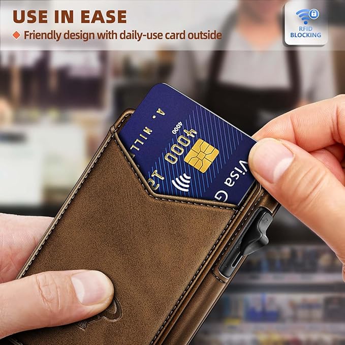 BULLIANT Men Wallet,Money Clip Wallet Slim For Gift Men 9Cards-Metal Credit Card Case in Magnetic Leather Flip-CubbioJoy