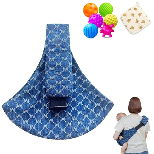 Baby Sling Carrier Adjustable Baby Sling 2025 Upgraded Toddler Sling Comfortable Baby Wrap Carriers Ergonomic-Designed, Travel Friendly Carrying 10-45 Lbs Blue-CubbioJoy