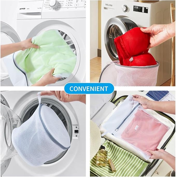 3Pcs Mesh Laundry Bags for Washing Delicates,with Upgrade the hanging ring,lingerie bags for washing delicates,Travel bag (1 Large 16x20,1 Medium 12x16,1 bra laundry bag)-CubbioJoy