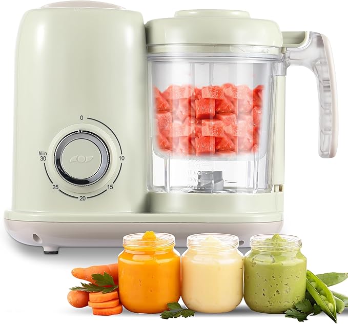 Baby Food Maker, 4 in 1 Baby Food Processor and Steamer, Puree Blender, Multifunctional Baby Puree Maker, Dishwasher Safe (Green)-CubbioJoy