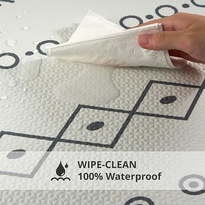 Baby Foam Play Mat for Floor, PIGLOG 72x48 Baby Crawling Mat, Puzzle Mats for Kids for Baby with Interlocking Tiles, Toddler Play Mat for Indoor and Outdoor, Easy to Clean Playroom Mat, Lines + Shapes-CubbioJoy