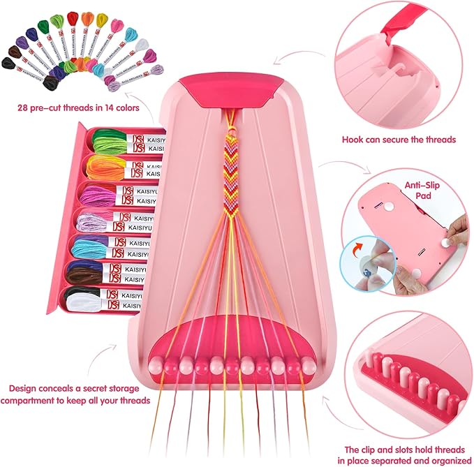 Arts and Crafts for Kids Ages 8-12,Friendship Bracelet Making Kit for Girl,Kids Jewelry Making Kit with 28 Pre-Cut Threads,Christmas Birthday Gifts for Ages 6 7 8 9 10 11 12 Year Old Red-CubbioJoy