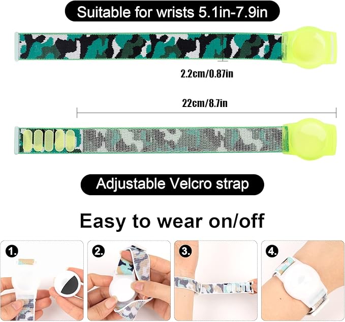 Compatible with Apple AirTag Bracelet for Kids, Camo Nylon Air Tag Wristband, Protective Case for Airtag GPS Tracker Holder, Adjustable Anti Lost Watch Band for Toddler Child Elder (Dark Green)-CubbioJoy