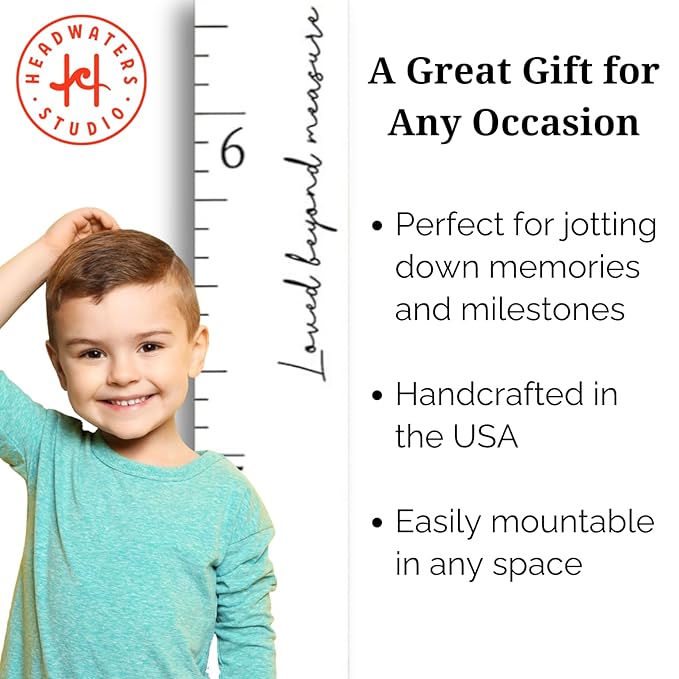 Boho Growth Chart for Wall - Wooden Growth Chart for Kids, Height Chart for Wall, Kids Height Wall Chart, Kids Sizing Chart, Wall Height Chart for Kids - Love Beyond Measure, White-CubbioJoy