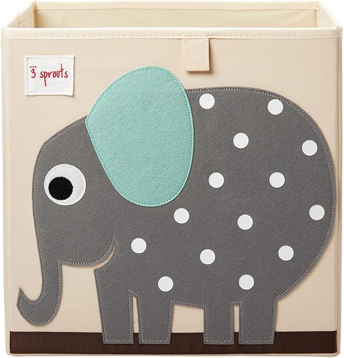3 Sprouts Toy Storage Organizer: Toy Box Cube Organizer for Playroom, Nursery - Foldable Storage Bin - Elephant-CubbioJoy