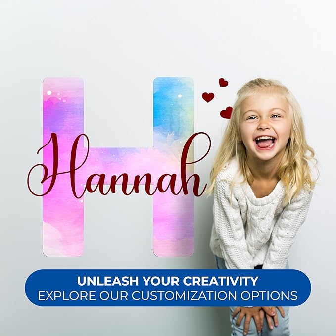 Custom Stickers Name Wall Decor I Personalized Name Sign for Room Decor | Multiple Custom Name & Initial I Decal for Baby Girl Nursery Decor I Nursery Wall Decal for Baby (A. Pink and Blue Sky)-CubbioJoy