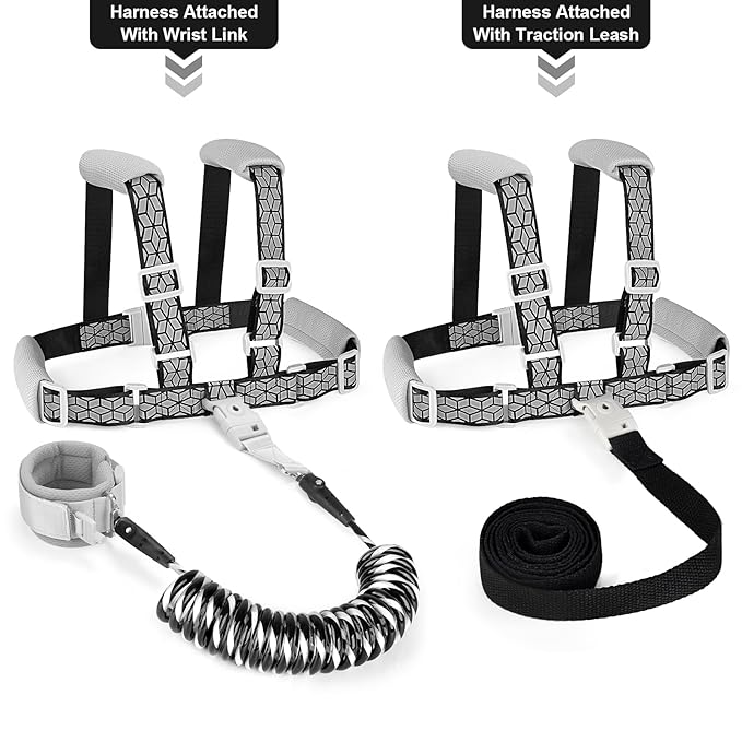 Accmor Toddler Harness Leash, Reflective Kid Harness with Anti Lost Wrist Link, Child Walking Harness Kids Leash Wristband Belt with Lock for Baby Boys Girls to Outdoor Travel-CubbioJoy
