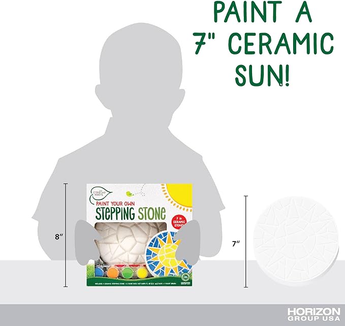 Creative Roots Mosaic Sun Stepping Stone Kit, Includes 7-Inch Ceramic Stepping Stone & 6 Vibrant Paints, DIY Garden Stone for Kids Ages 6+-CubbioJoy