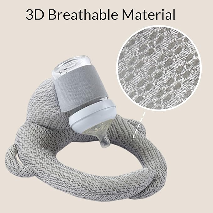 Bottle Holder Pillow, Plush Feeding Support Pad - Relieve Hand & Wrist Soreness, Adjustable Nursing Pillow, Grey-CubbioJoy