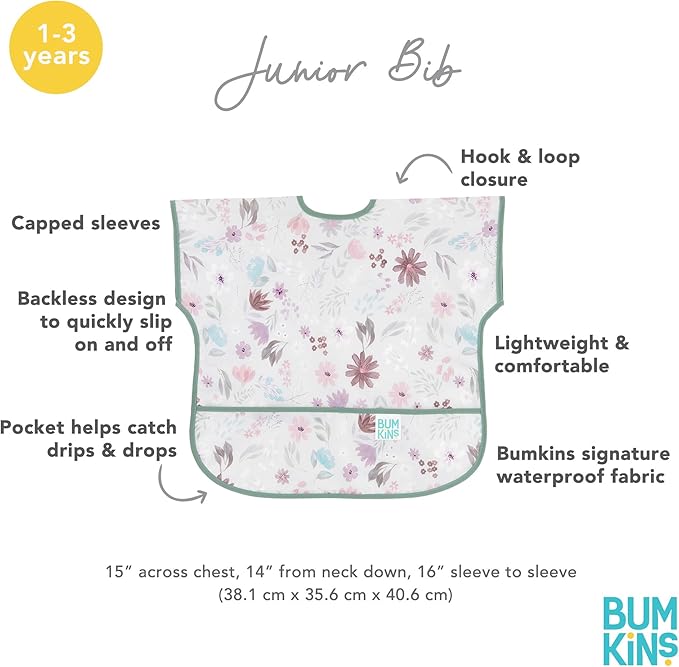 Bumkins Bibs - Toddler Bibs, Waterproof, Large for 1-3 Years, Short Sleeve-CubbioJoy